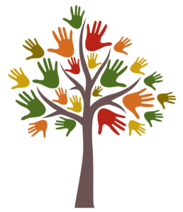 Tree with hands for leaves, MLRA logo